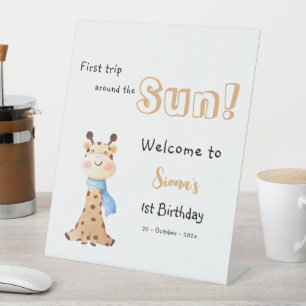 Signe De Table Premier Tour Autour Du Soleil Girafe 1er Anniversa
