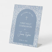Signe De Table Première communion garçon Arche Bleue Blanche Flor (Recto)