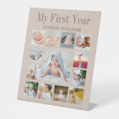 Signe De Table Première fête d'anniversaire Neutre bébé photo Col (Recto)