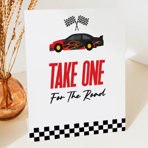 Signe De Table Prenez-En Un Pour La Route Red Race Car Favors