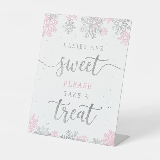 Signe De Table Prenez Un Baby shower D'Hiver Rose Silver (Recto)