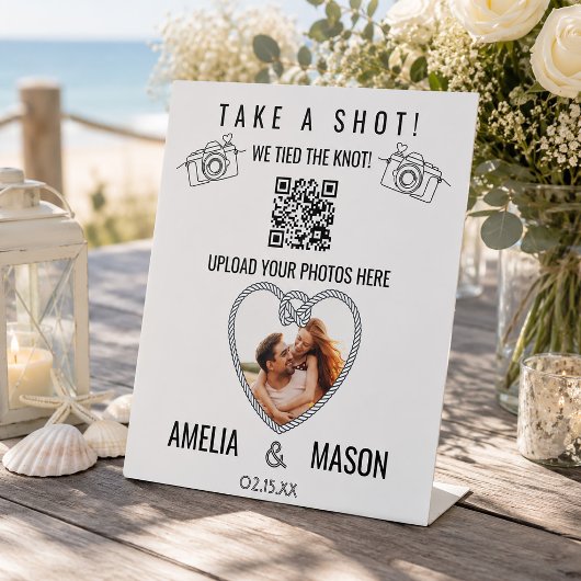 Signe De Table Prenez un cliché, nous avons noué nos vies QR code