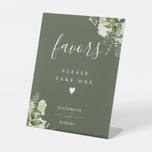 Signe De Table Prenez Une Faveur Olive Green Floral (Recto)