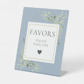 Signe De Table Prenez Une Faveur Verdure Foliage Dusty Blue (Recto)
