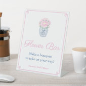 Signe De Table Preppy Peony Pink Blue Flower Bar (In SItu)