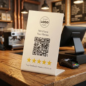 Signe De Table Présentoir à pancarte élégant à code QR 5 étoiles