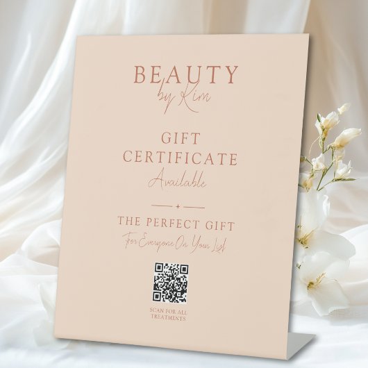 Signe De Table Présentoir de certificat cadeau de salon avec code