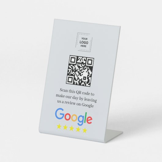 Signe De Table Présentoir de code QR pour Google Avis en forme de (Recto)