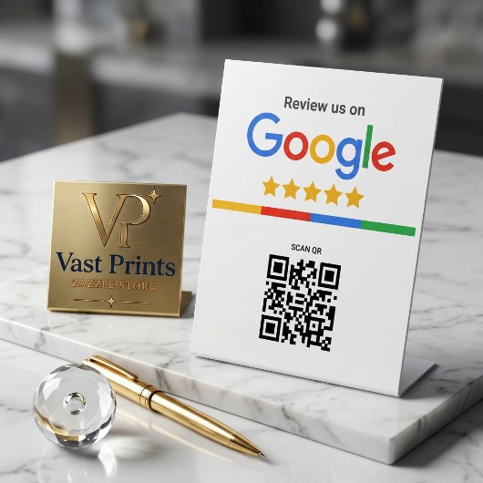 Signe De Table Présentoir de code QR pour les avis Google