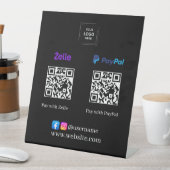 Signe De Table Présentoir de code QR Zelle PayPal noir pour paiem (In SItu)