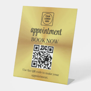 Signe De Table Présentoir de rendez-vous avec code QR doré