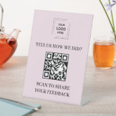 Signe De Table Présentoir de style piédestal avec code QR rose po (In SItu)