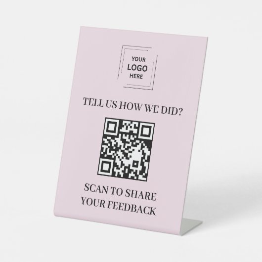 Signe De Table Présentoir de style piédestal avec code QR rose po (Recto)
