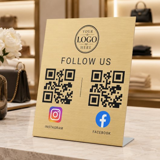 Signe De Table Présentoir de table de code QR des médias sociaux