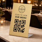 Signe De Table Présentoir de table de menu Code QR Or