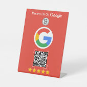 Signe De Table Présentoir d'entreprise avec avis Google rouge et (Recto)