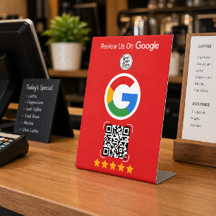Signe De Table Présentoir d'entreprise avec avis Google rouge et