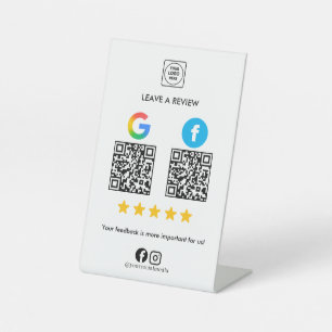 Signe De Table Présentoir d'évaluation double QR pour les réactio