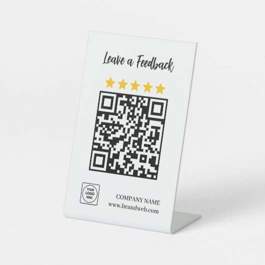 Signe De Table Présentoir moderne pour avis QR 5 étoiles (Recto)