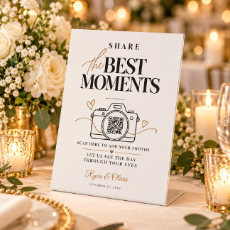 Signe De Table Présentoir QR de partage de photos de mariage