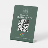 Signe De Table Présentoir QR de révision Google vert (Recto)