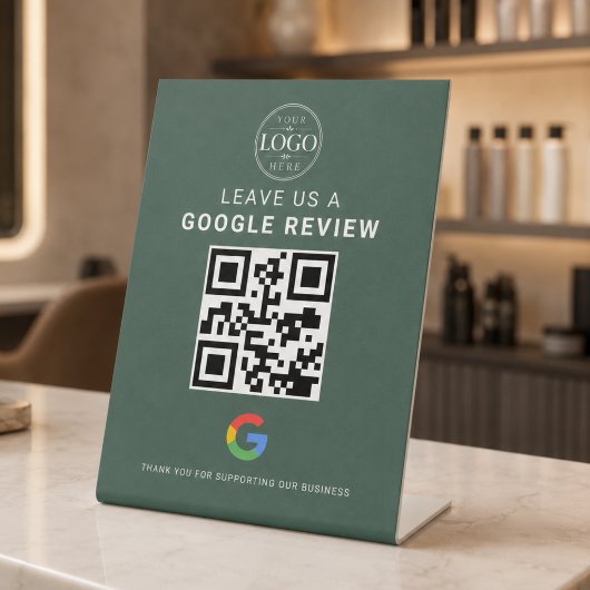 Signe De Table Présentoir QR de révision Google vert