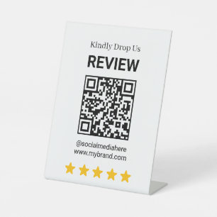 Signe De Table Présentoir QR pour avis sur les réseaux sociaux