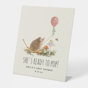 Signe De Table Prêt à pop champignons Hérisson Baby shower rose