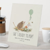 Signe De Table Prêt pour la pop champignons Hérisson Baby shower  (In SItu)