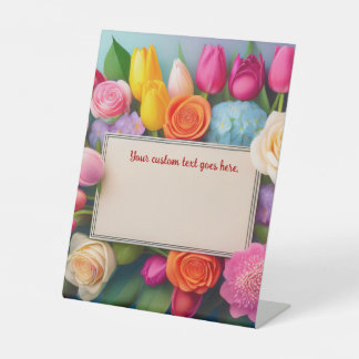Signe De Table Pretty Floral Framed Roses Tulips Hydrangea Custom