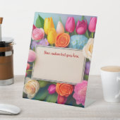 Signe De Table Pretty Floral Framed Roses Tulips Hydrangea Custom (In SItu)