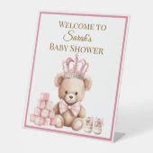 Signe De Table Pretty Pink Pastel Teddy Bear Baby Shower (Recto)