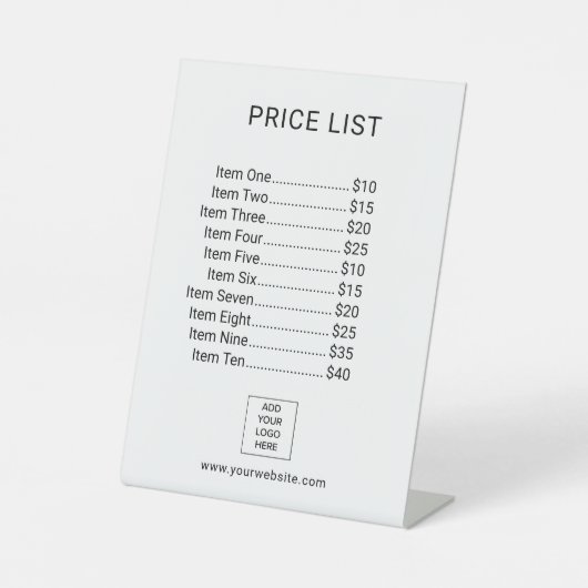 Signe De Table Price List Menu Business Custom Logo (Recto)