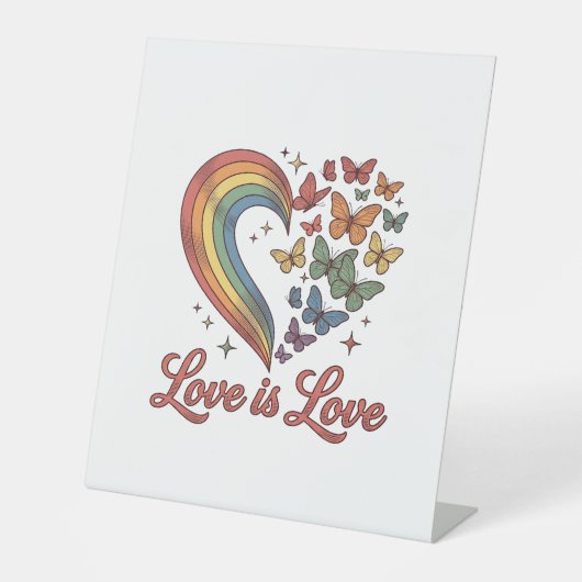 Signe De Table Pride Papillon Cœur L'amour Est L'amour Conception (Recto)