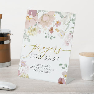 Signe De Table Prier Fleur sauvage rose et rouge pour bébé