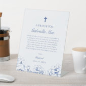 Signe De Table Prière de baptême florale bleue (In SItu)