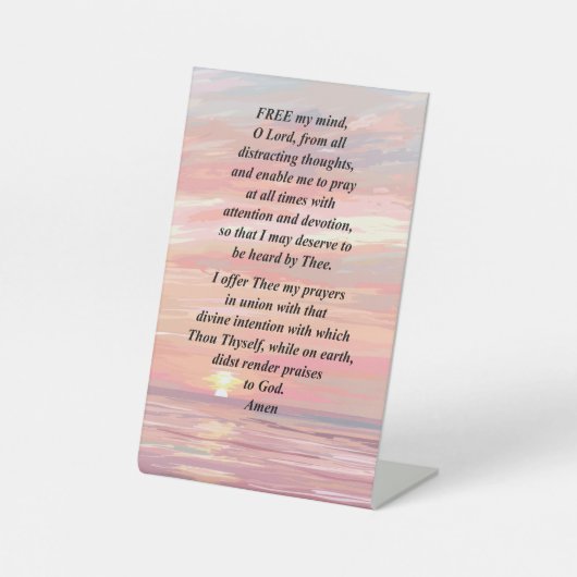 Signe De Table Prière du matin sur une pancarte (Recto)