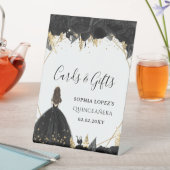 Signe De Table Princesse Florale d'or noir Quinceanera (In SItu)