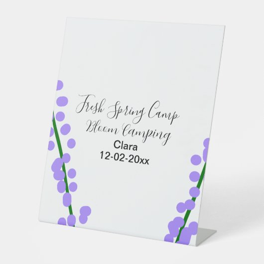 Signe De Table Printemps frais camping fleurs de lavande nom date (Recto)