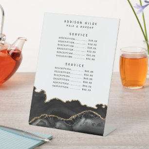 Signe De Table Prix de service Agate Marbre Noir Et Or