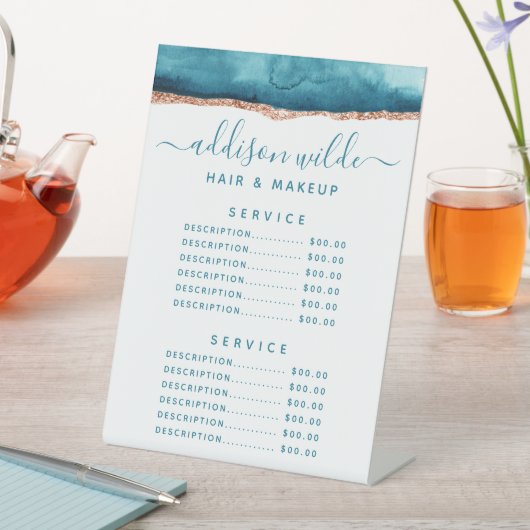 Signe De Table Prix du service Aquarelle turquoise et or (In SItu)