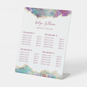 Signe De Table Prix Opal de conception Fuchsia Aquamarine
