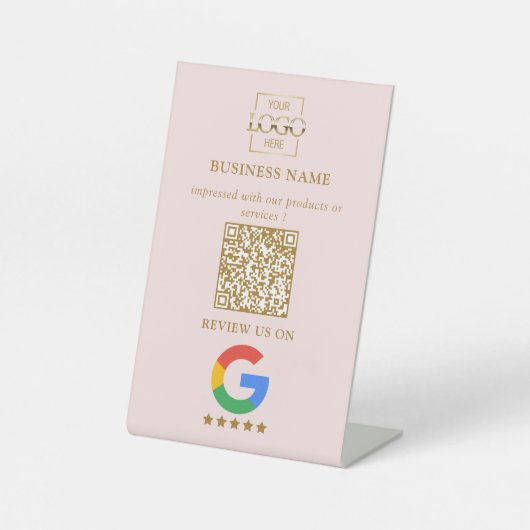 Signe De Table Professional Google Reviews QR Code Business Logo (Recto)