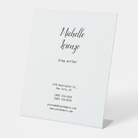 Signe De Table Professionnel Moderne Simple Noir & Blanc (Recto)