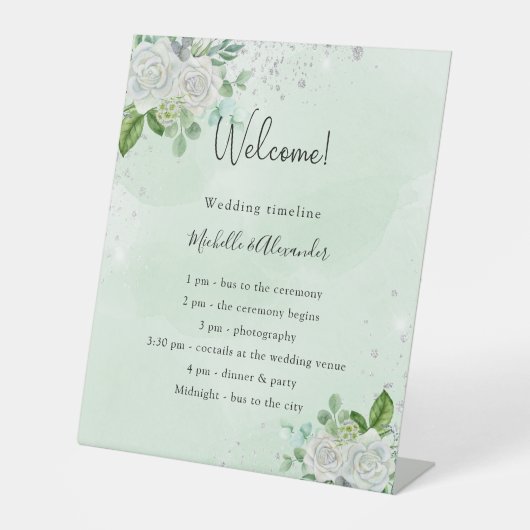 Signe De Table Programme de chronologie mariage floral eucalyptus (Recto)