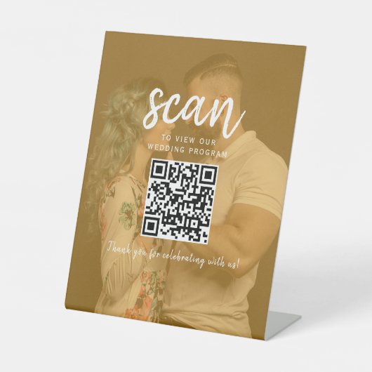 Signe De Table Programme de mariage avec code QR photo (Recto)