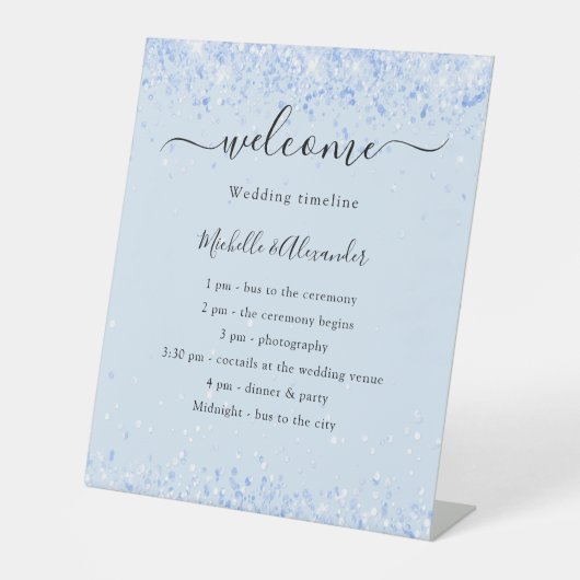 Signe De Table Programme de mariage bleu bébé (Recto)