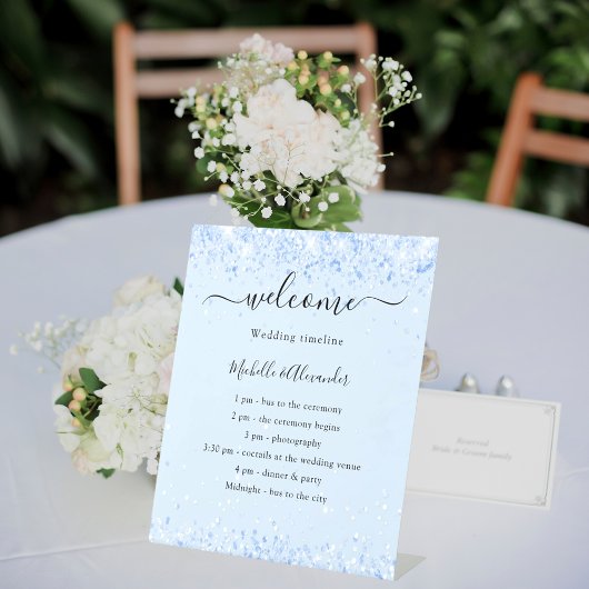 Signe De Table Programme de mariage bleu bébé