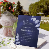 Signe De Table Programme de mariage bleu de la marine eucalyptus