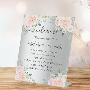 Signe De Table Programme de mariage chronologie argent fleurs ros